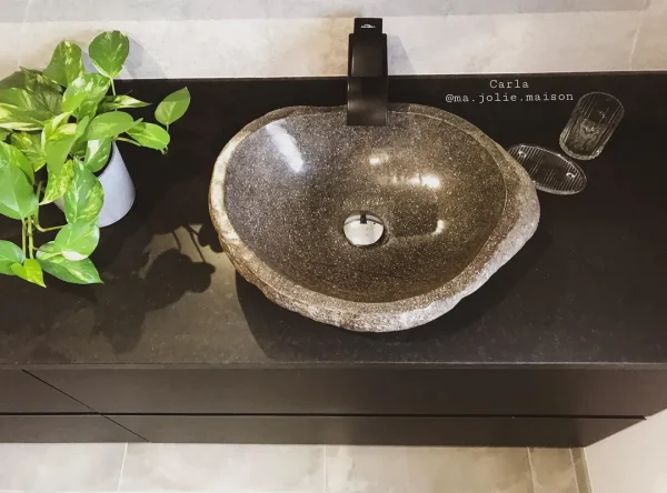 Lavabo de piedra natural ovalado 30-37 cm Wabisabi Home® - Imagen 3