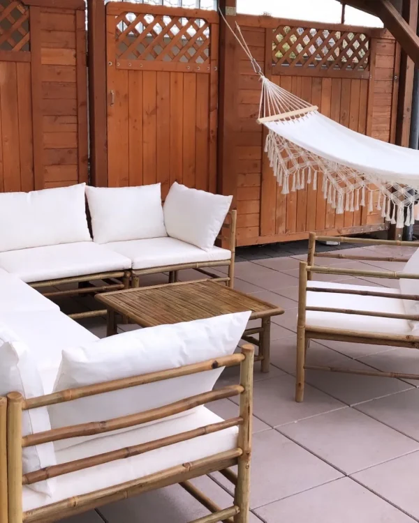 Set de muebles de jardín 4 piezas y cojines bambú Wabisabi Home® - Imagen 2