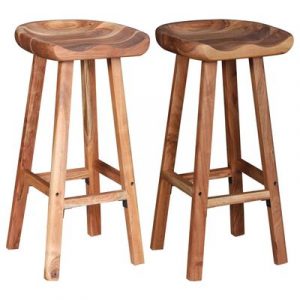Taburetes de cocina 2 unidades madera maciza de acacia